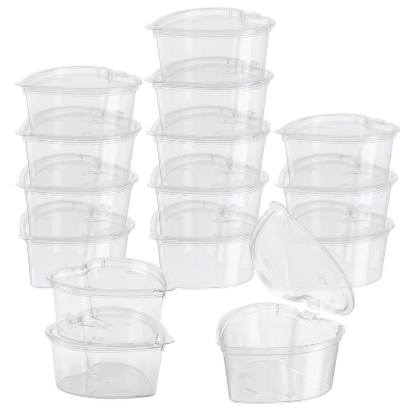 ICYANG 50-Pack Heart Shaped Jello Shot Cups, 1.5 Oz Clear Plastic Heart Containers with Lids, Reusable Portion Cups for Valentineâ€™s Day, Bridal Showers, Parties, Dessert Making - Image 1